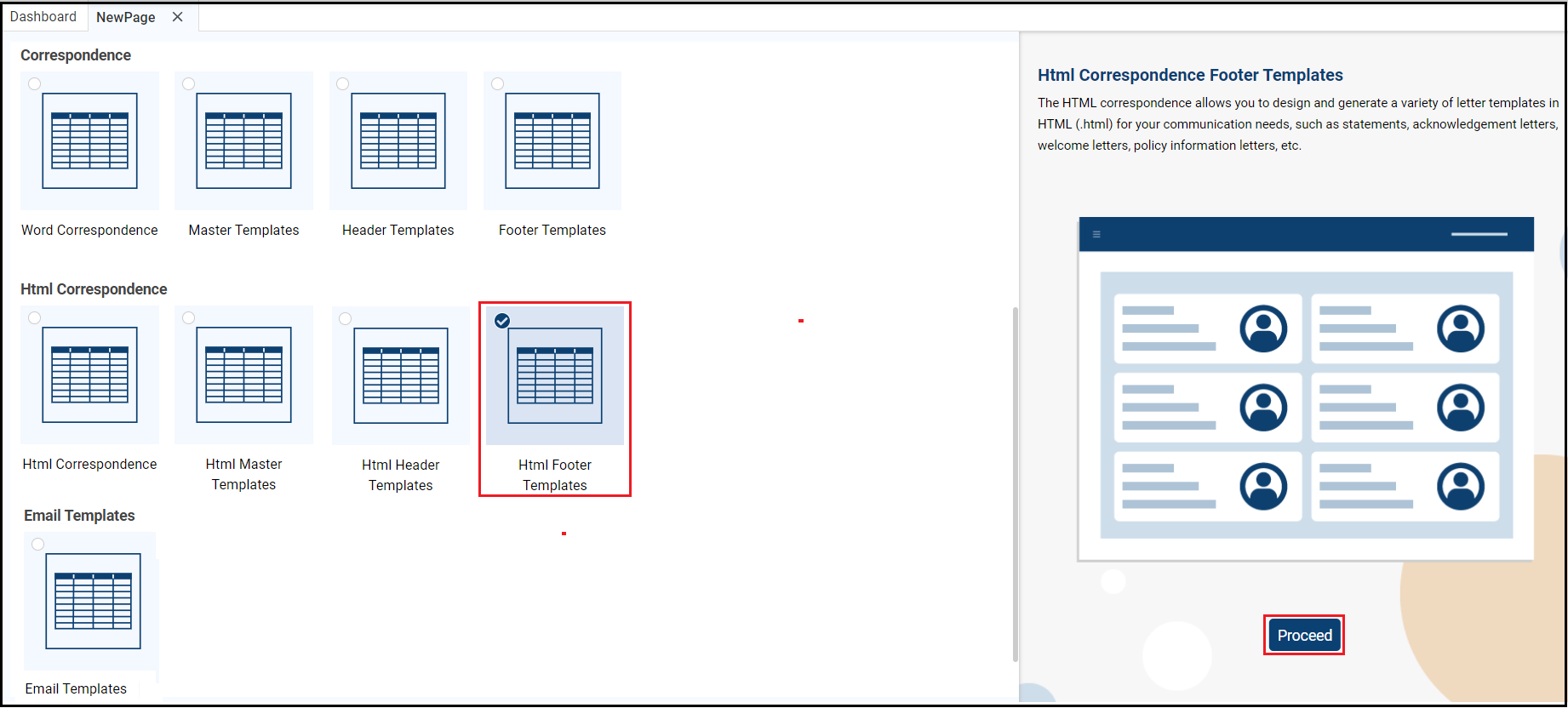 Select the Page Type 